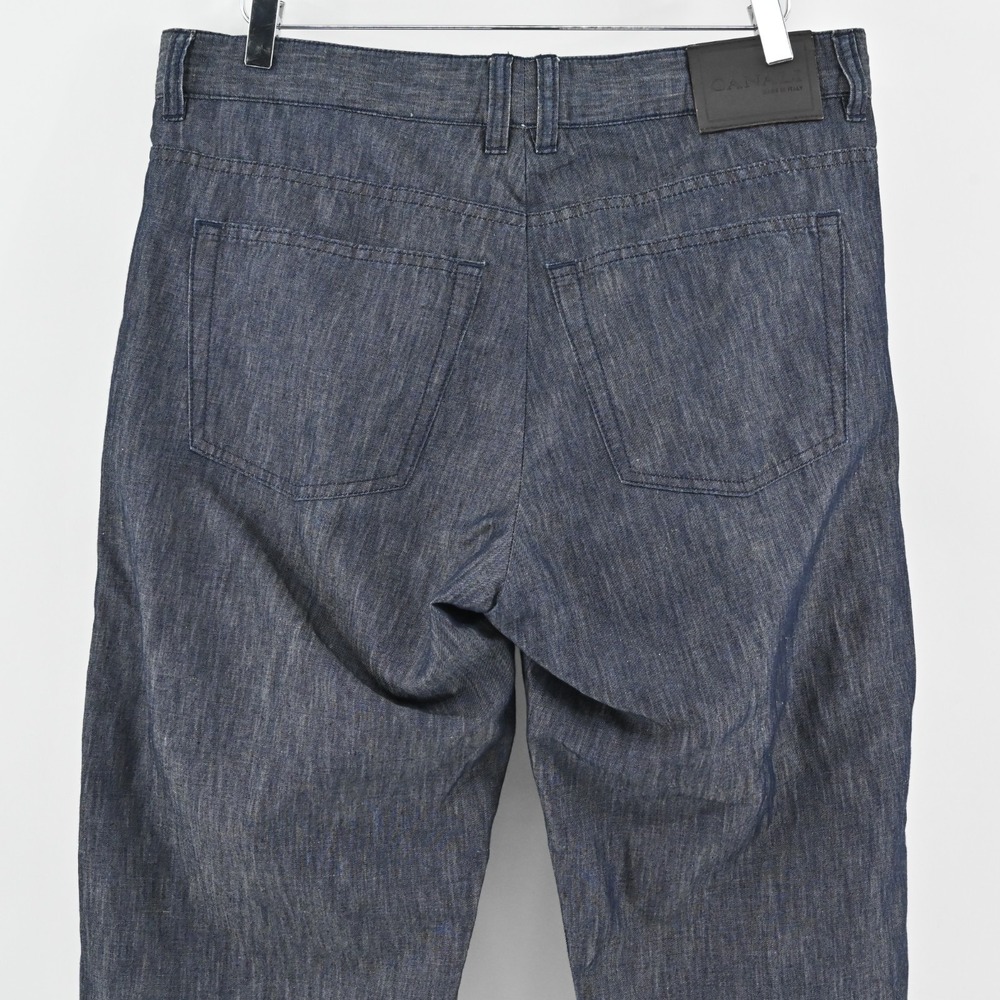Canali Womens Trousers Size 54 Dark‎ Chambray Classic Tapered Pants Made Italy - Picture 10 of 11